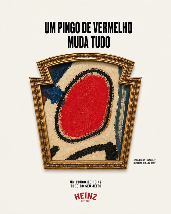 Peça “Um pingo de vermelho muda tudo”: forma vermelha abstrata