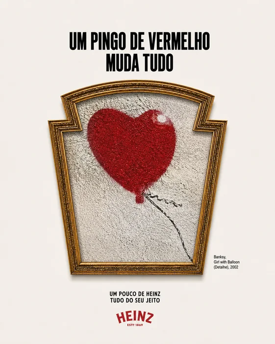 Peça “Um pingo de vermelho muda tudo”: balão de coração vermelho